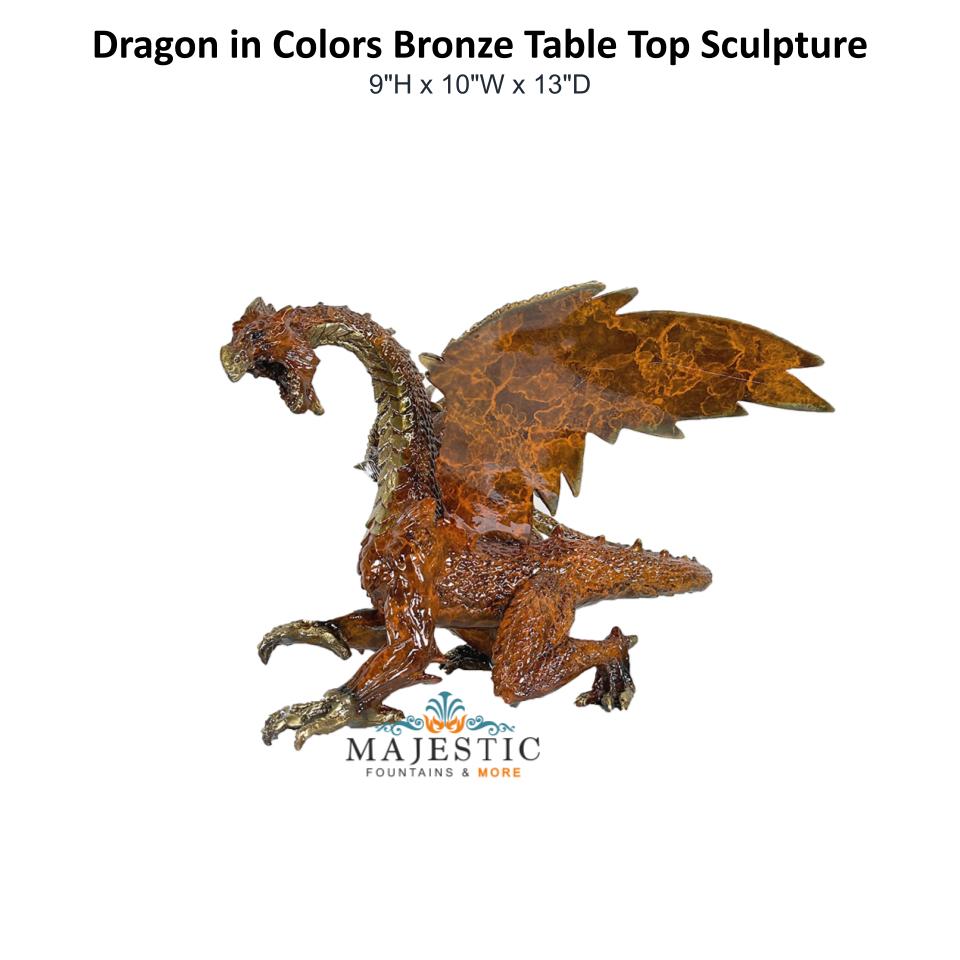 Dragon in Colors Bronze Table Top Sculpture - Majestic Fountains & More