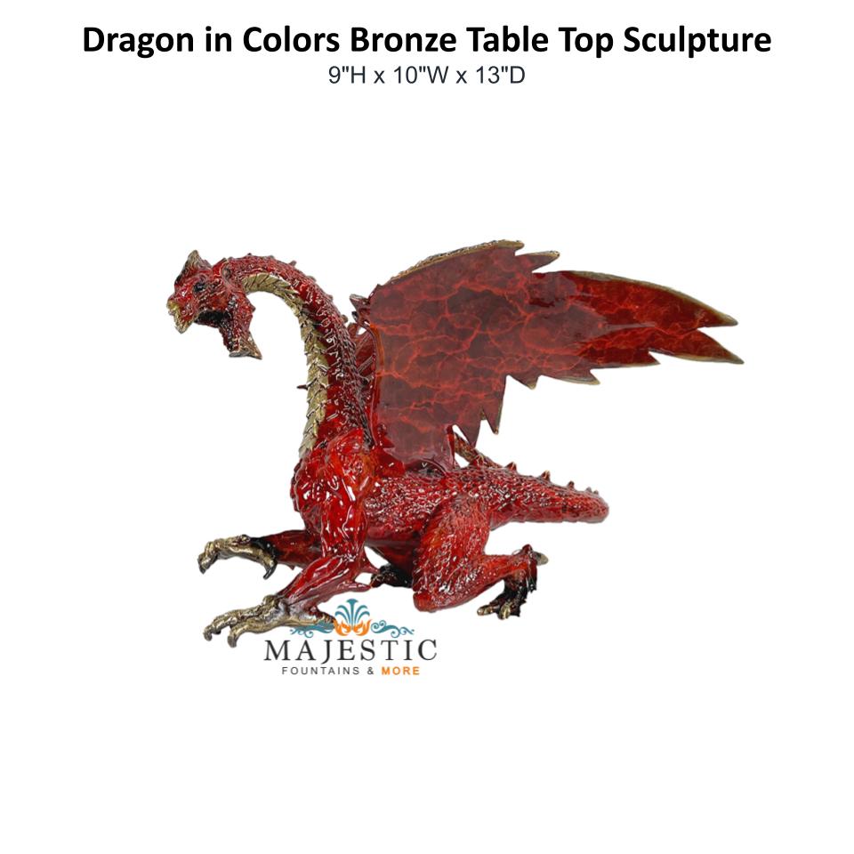 Dragon in Colors Bronze Table Top Sculpture - Majestic Fountains & More