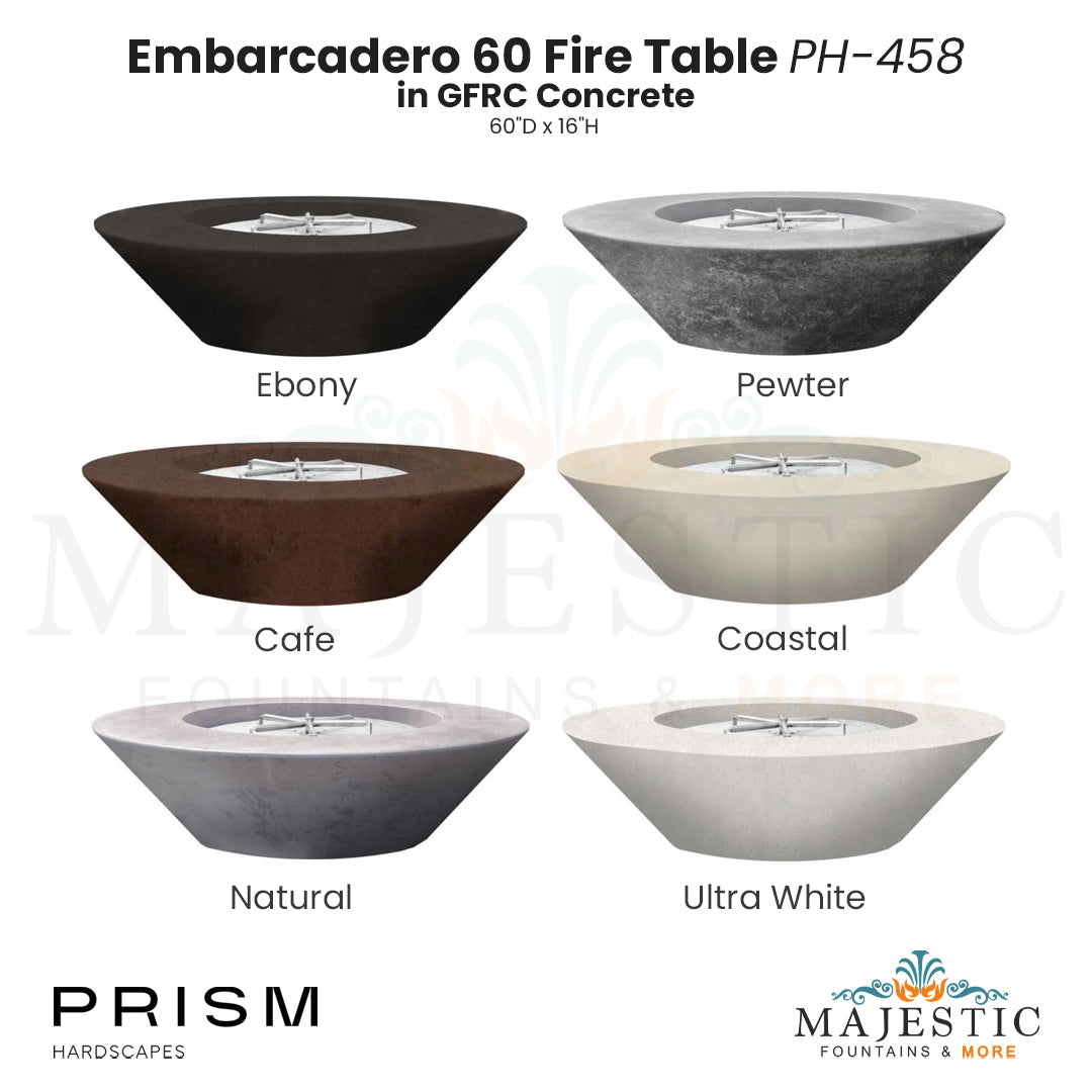 Embarcadero 60 Fire Table PH-458 in GFRC Concrete - Majestic Fountains