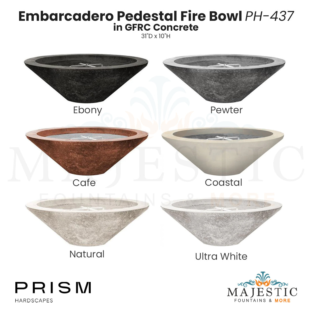 Embarcadero Pedestal Fire Bowl PH-437 in GFRC Concrete by Prism Hardscapes - Majestic Fountains and More