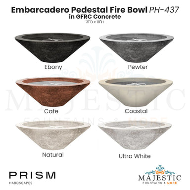 Embarcadero Pedestal Fire Bowl PH-437 in GFRC Concrete by Prism Hardscapes - Majestic Fountains and More