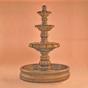 Espana 3 Tiered Fountain with 55 inch Basin in Cast Stone - Fiore Stone 262-F - Majestic Fountains and More