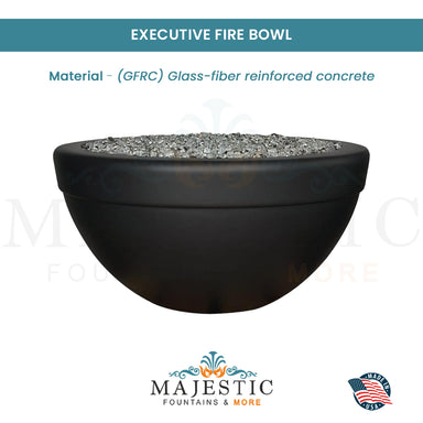 Executive Fire Bowl in GFRC Concrete - Majestic Fountains and More