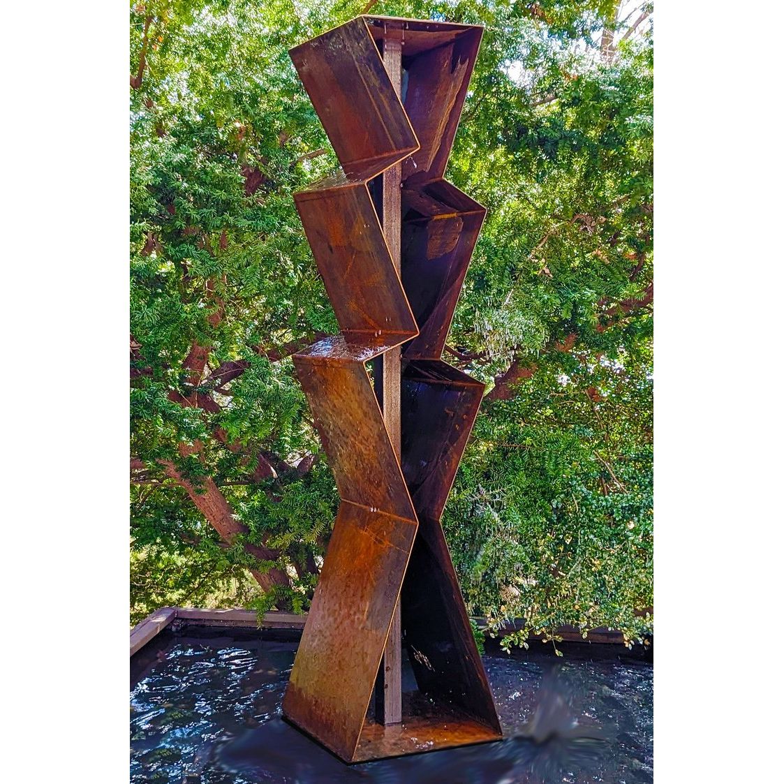 Zen F3 Tall 96"H Fountain in Corten Steel