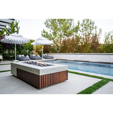 Fairmont Fire Table with GFRC Top and Wood Base by Prism Hardscapes - Majestic Fountains and More