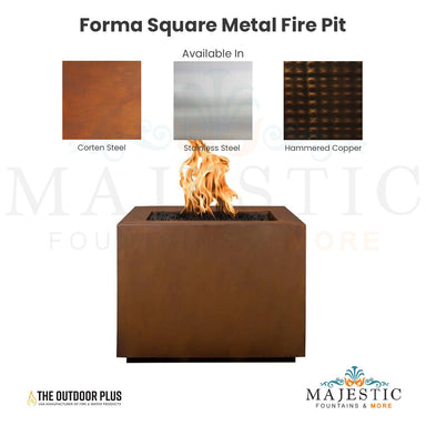 Forma Square Metal Fire Pit - Majestic Fountains and More