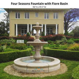 Four Seasons Fountain with Fiore Basin in Cast Stone - Fiore Stone 2088-FRG - Majestic Fountains and More