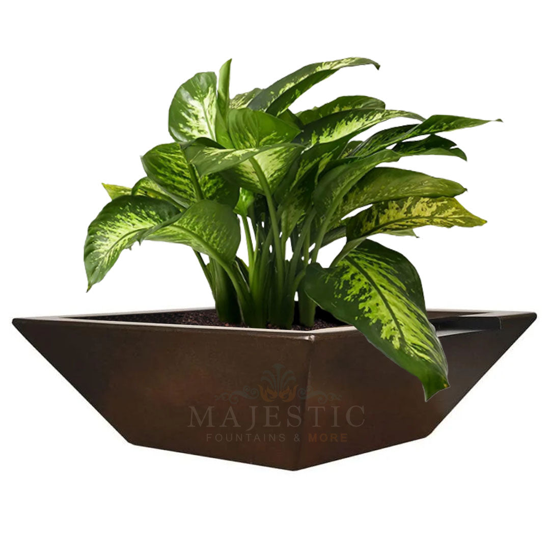 Geo Square Planter Water Bowl in GFRC Concrete - Majestic Fountains