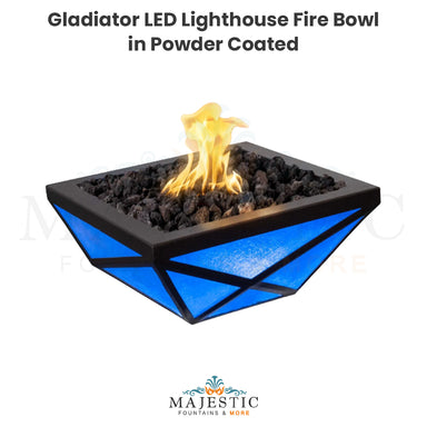 The Outdoor Plus Gladiator LED Fire Bowl in Powder Coated Metal - Majestic Fountains