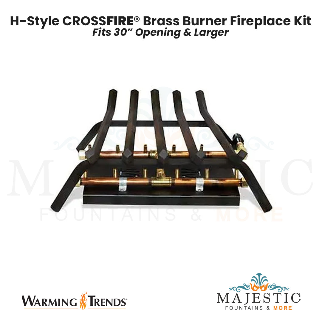 H-Style CROSSFIRE® Brass Burner Outdoor FirePlace Kit for 30" Opening by Warming Trends - Majestic Fountains and More