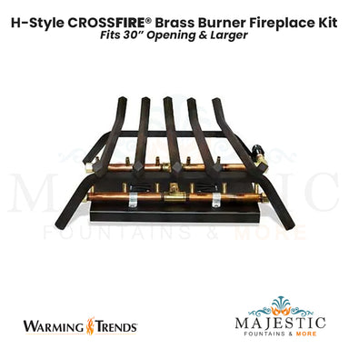 H-Style CROSSFIRE® Brass Burner Outdoor FirePlace Kit for 30" Opening by Warming Trends - Majestic Fountains and More