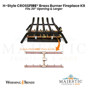 H-Style CROSSFIRE® Brass Burner Outdoor FirePlace Kit for 30" Opening by Warming Trends - Majestic Fountains and More