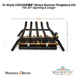 H-Style CROSSFIRE® Brass Burner Outdoor FirePlace Kit for 30" Opening by Warming Trends - Majestic Fountains and More