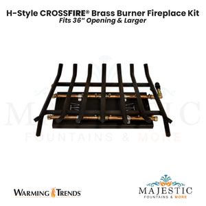 H-Style CROSSFIRE® Brass Burner Outdoor FirePlace Kit for 36" Opening by Warming Trends - Majestic Fountains and More