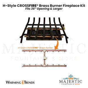 H-Style CROSSFIRE® Brass Burner Outdoor FirePlace Kit for 36" Opening by Warming Trends - Majestic Fountains and More