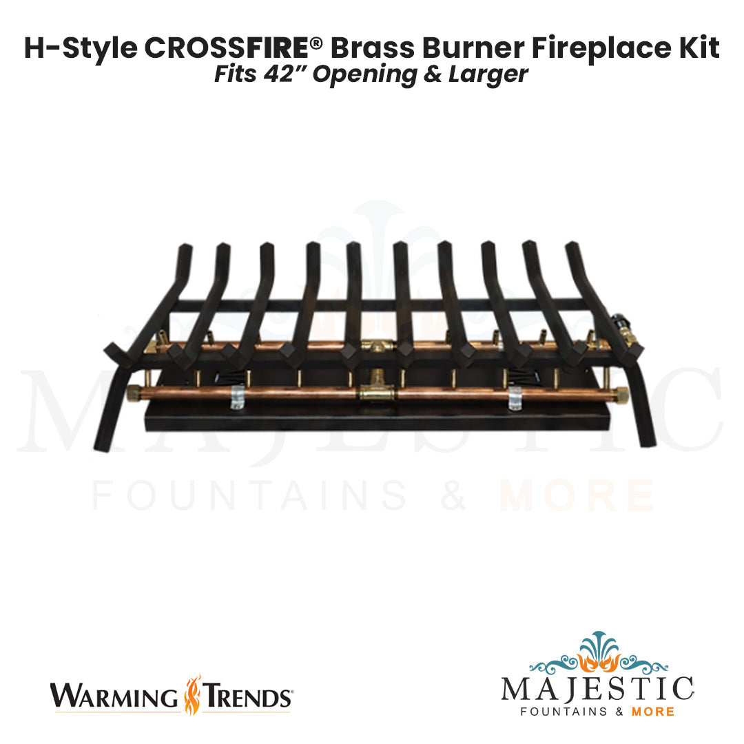 H-Style CROSSFIRE® Brass Burner Outdoor FirePlace Kit for 42" Opening by Warming Trends - Majestic Fountains and More