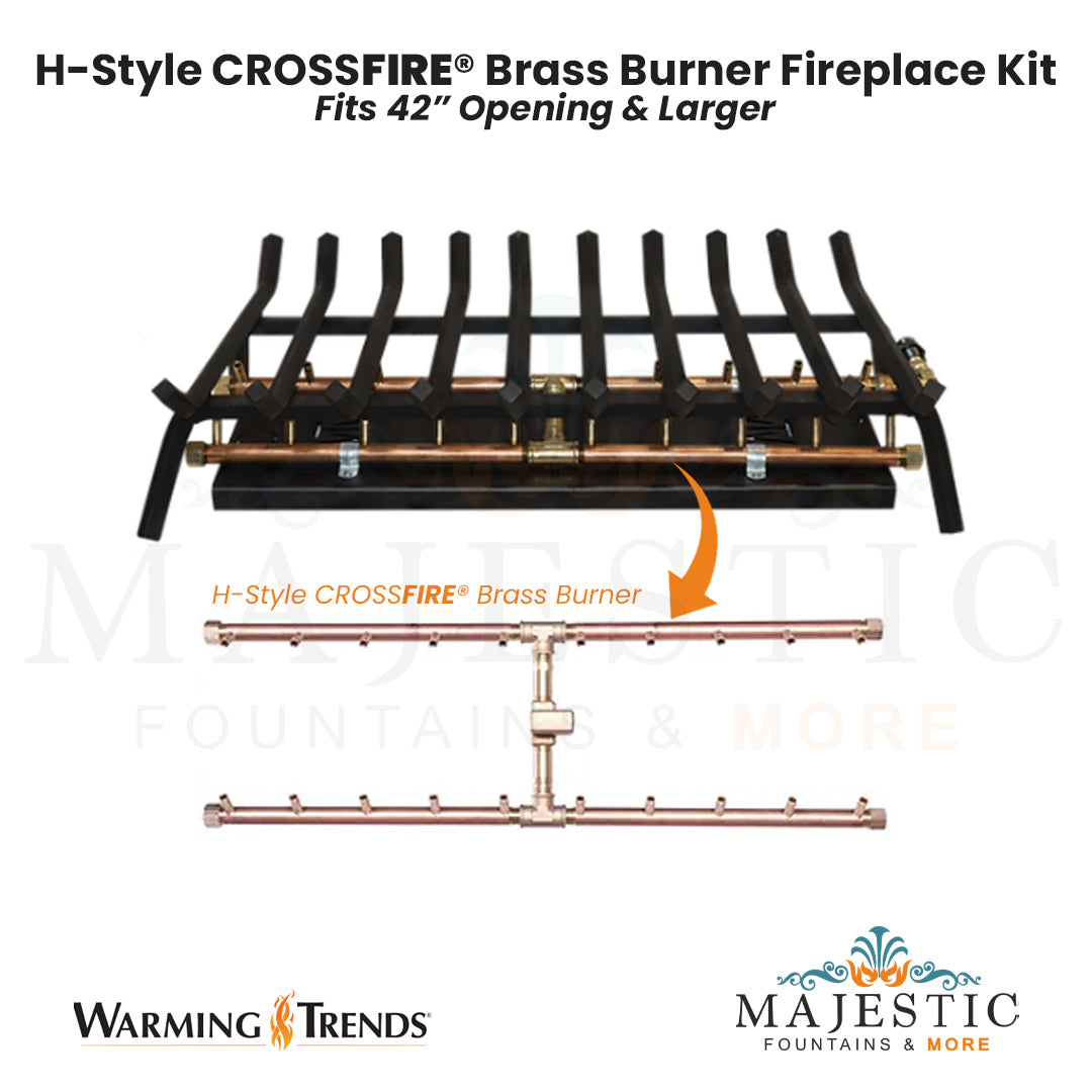 H-Style CROSSFIRE® Brass Burner Outdoor FirePlace Kit for 42" Opening by Warming Trends - Majestic Fountains and More