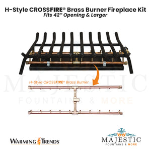 H-Style CROSSFIRE® Brass Burner Outdoor FirePlace Kit for 42" Opening by Warming Trends - Majestic Fountains and More