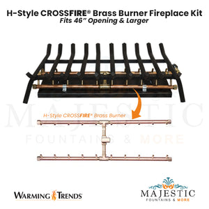 H-Style CROSSFIRE® Brass Burner Outdoor FirePlace Kit for 46" Opening by Warming Trends - Majestic Fountains and More