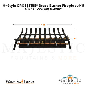 H-Style CROSSFIRE® Brass Burner Outdoor FirePlace Kit for 46" Opening by Warming Trends - Majestic Fountains and More