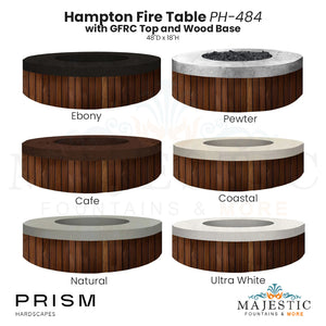 Hampton Fire Table PH-484 with GFRC Top and Wood Base by Prism Hardscapes - Majestic Fountains and More