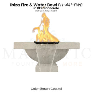 Ibiza Fire & Water Bowl PH-441-FWB in GFRC Coastal - Majestic Fountains