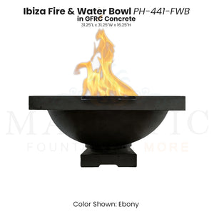 Ibiza Fire & Water Bowl PH-441-FWB in GFRC Ebony - Majestic Fountains