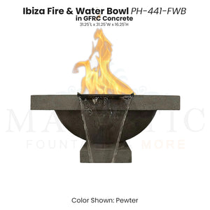 Ibiza Fire & Water Bowl PH-441-FWB in GFRC Pewter - Majestic Fountains