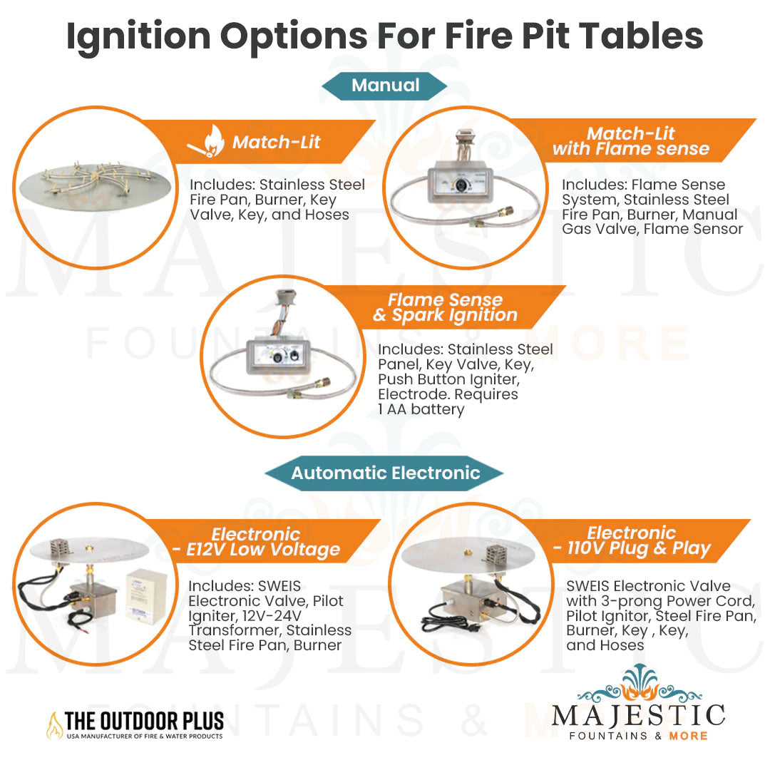 The Outdoor Plus Plymouth Square 16" Tall Fire Table in Woodgrain Concrete + Free Cover