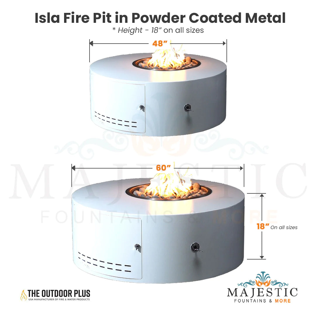 Isla Fire Pit in Powder Coated Metal - Majestic Fountains and More