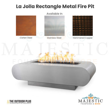 La Jolla Rectangle Metal Fire Pit - Majestic Fountains and More