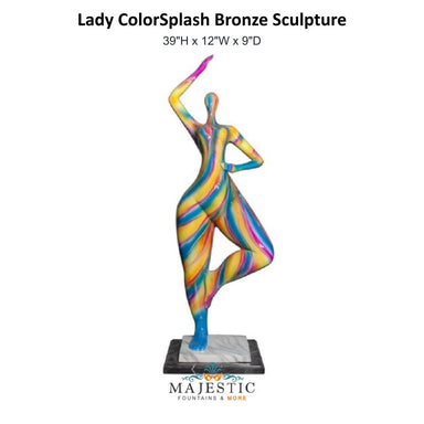 Lady ColorSplash Bronze Sculpture - Majestic Fountains & More