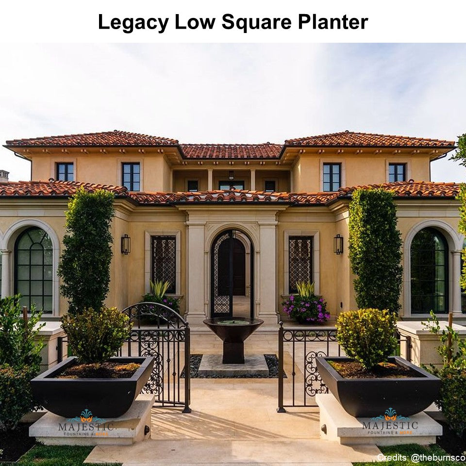 Legacy Low Square Planter - Majestic Fountains and More