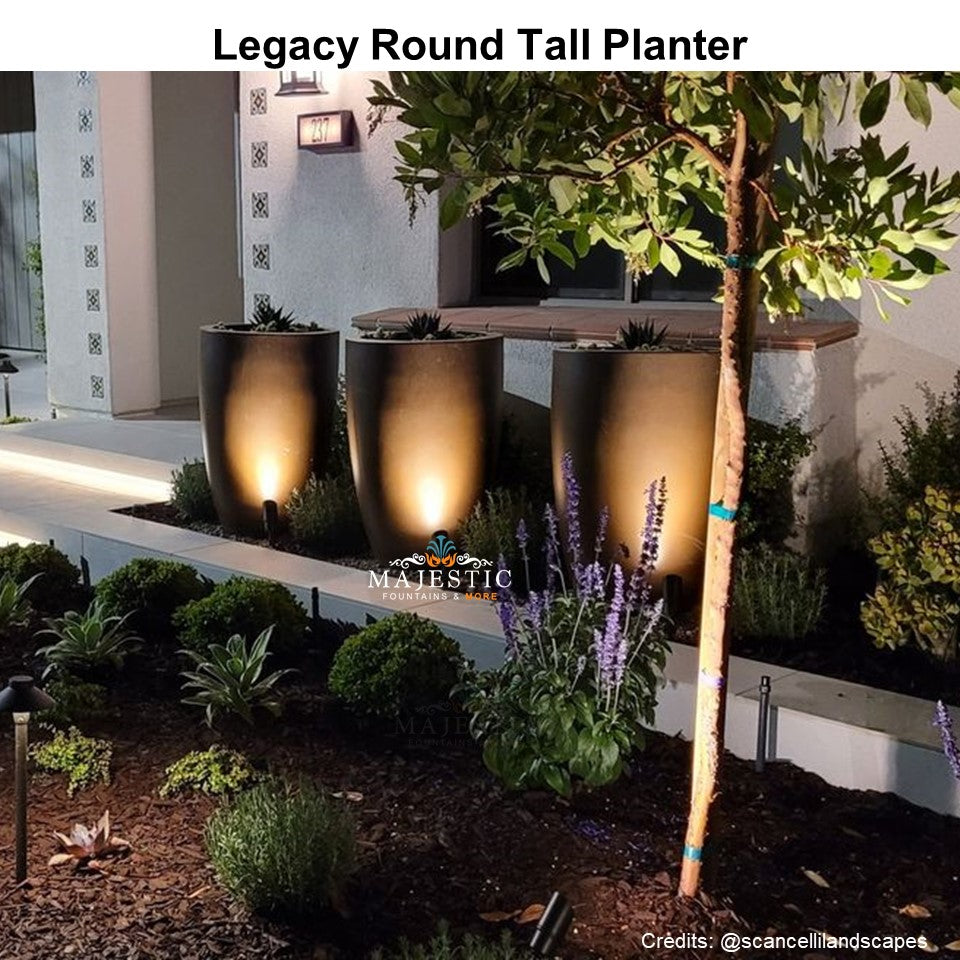 Legacy Round Tall Planter - Majestic Fountains and More