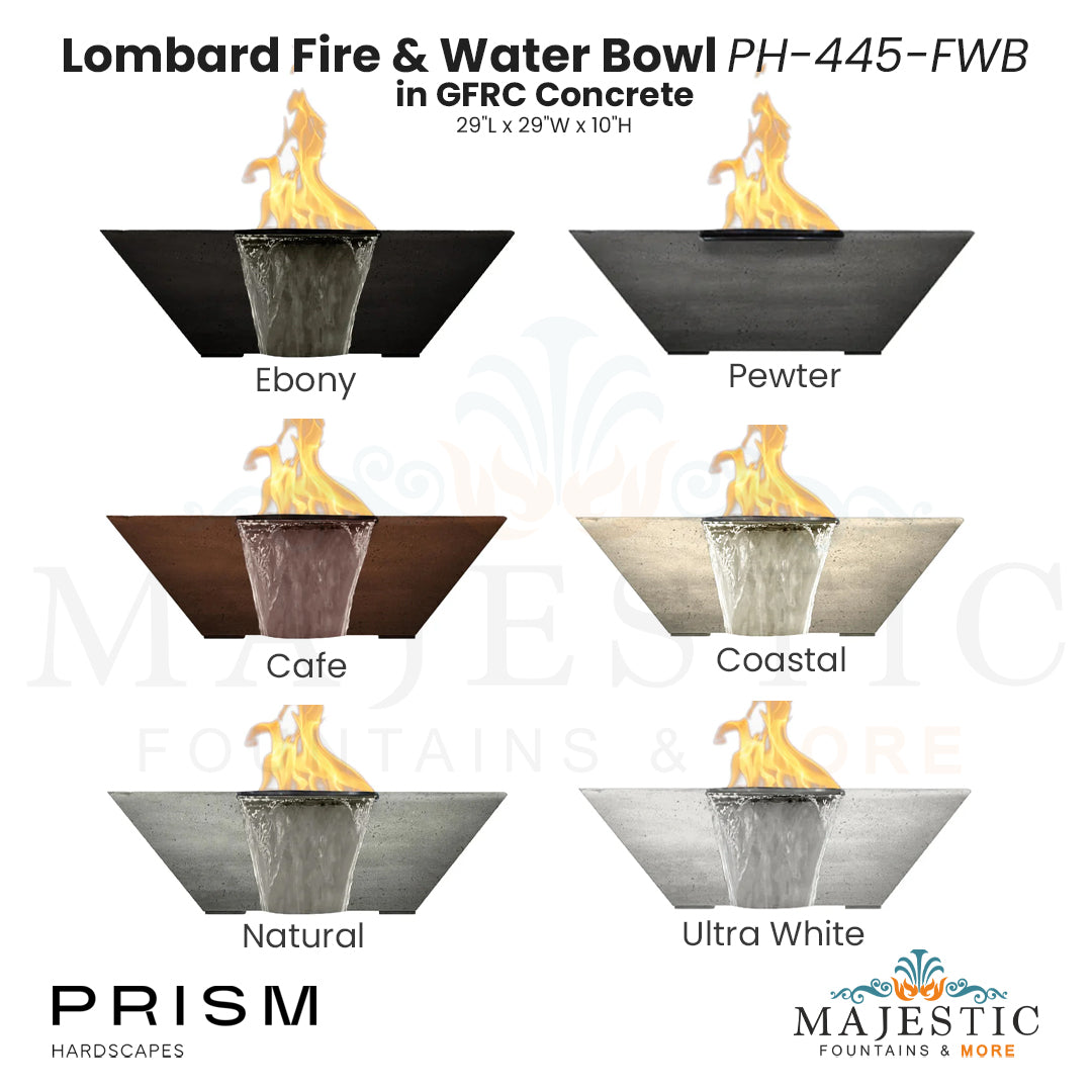 Lombard Fire & Water Bowl in GFRC Concrete by Prism Hardscapes - Majestic Fountains and More