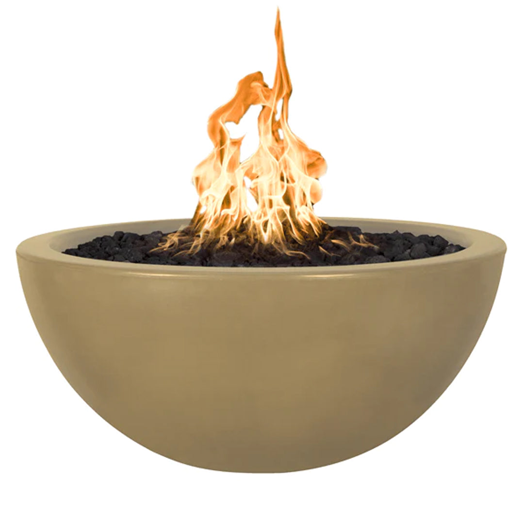 Luna Round Fire Bowl in GFRC Concrete - Majestic Fountains