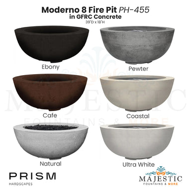 Moderno 8 Fire Pit PH-455 in GFRC Concrete by Prism Hardscapes  - Majestic Fountains and More