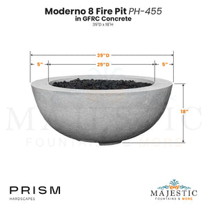 Moderno 8 Fire Pit PH-455 in GFRC Concrete by Prism Hardscapes Size - Majestic Fountains and More