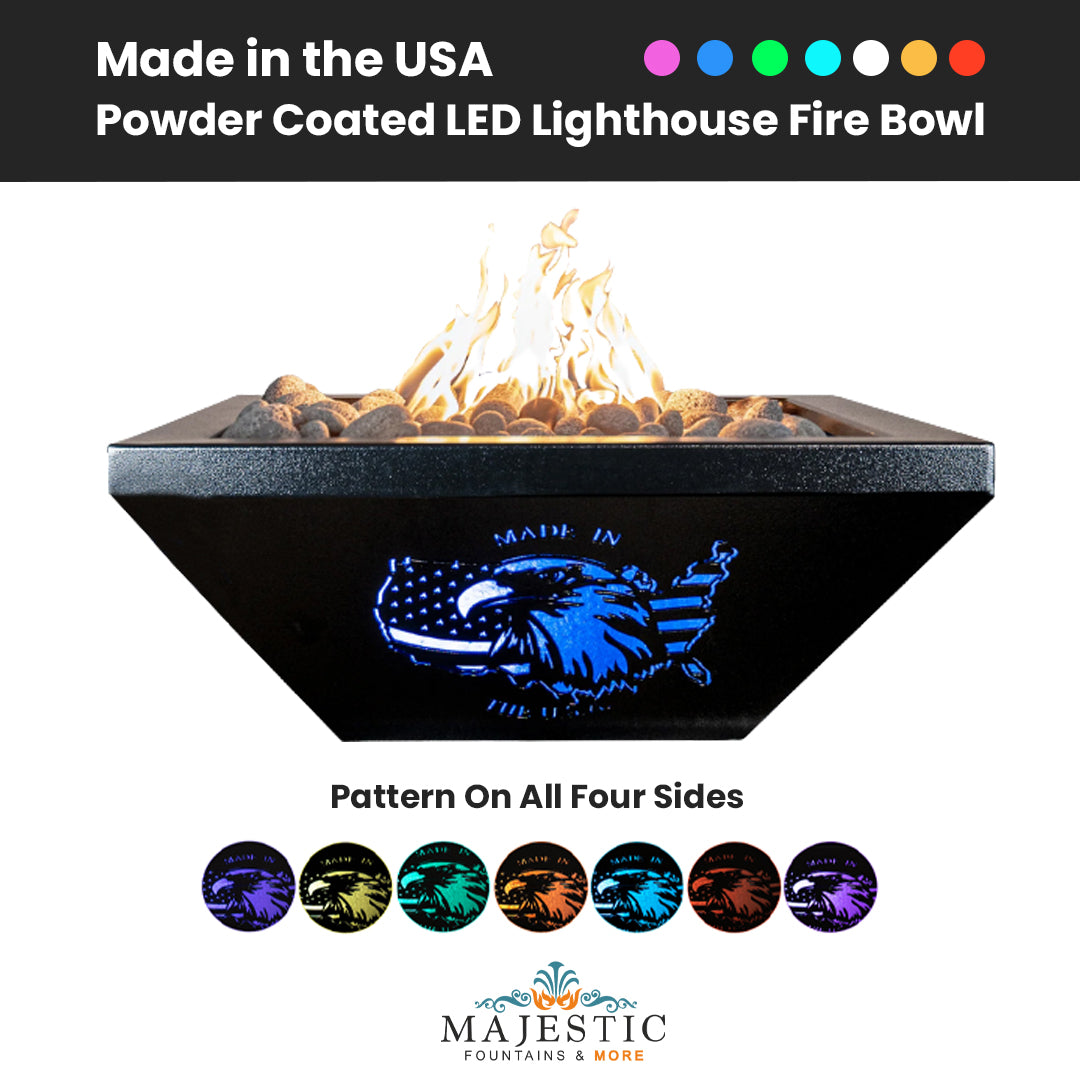 Made in the USA Lighthouse Fire Bowl in Powder Coated - Majestic Fountains