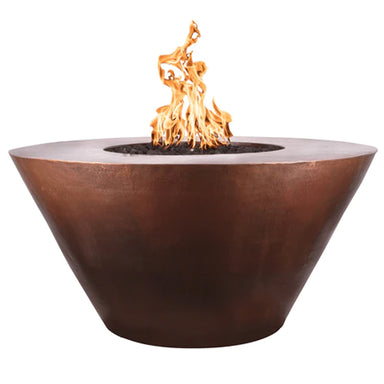 The Outdoor Plus Martillo Round Fire Pit in Hammered Copper - Majestic Fountains