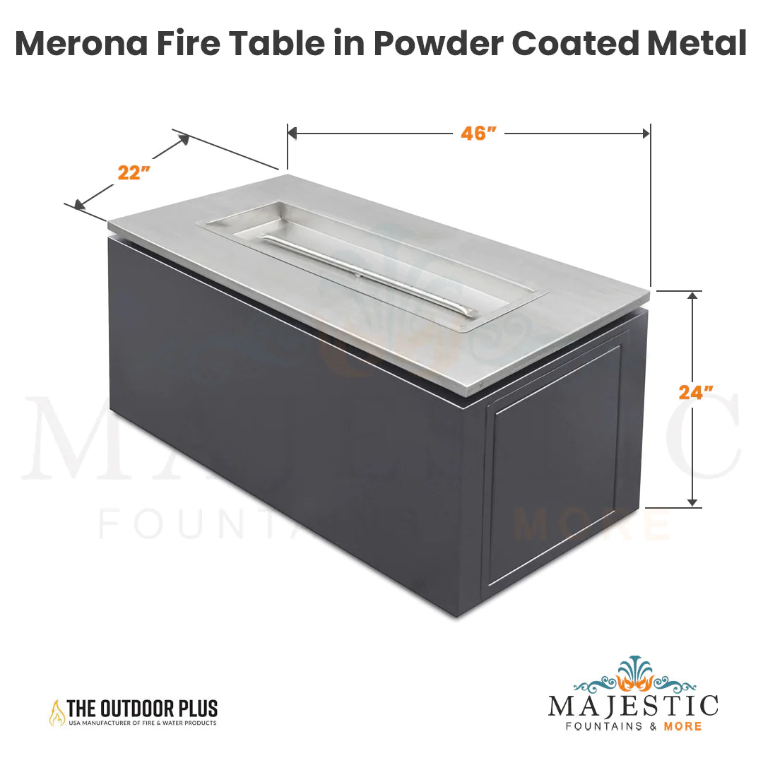 Merona Fire Table in Powder Coated Metal - Majestic Fountains and More