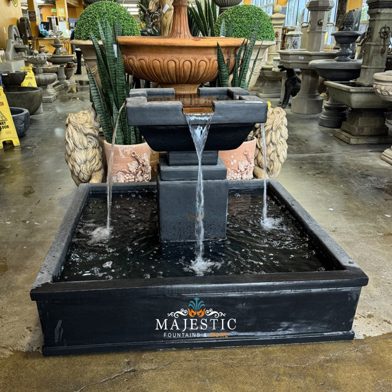 Miramar 4 way spill fountain with Square basin -1817 - Majestic Fountains and More