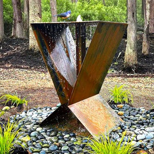 Zen LX4 Fountain in Corten Steel - Majestic Fountains and More.