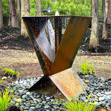 Zen LX4 Fountain in Corten Steel - Majestic Fountains and More.