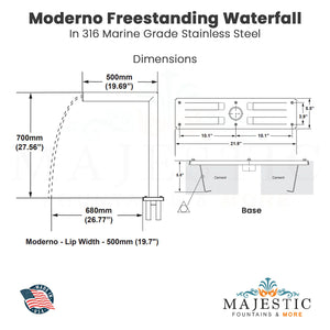 Moderno Freestanding Waterfall -Majestic Fountains