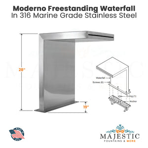 Moderno Freestanding Waterfall -Majestic Fountains