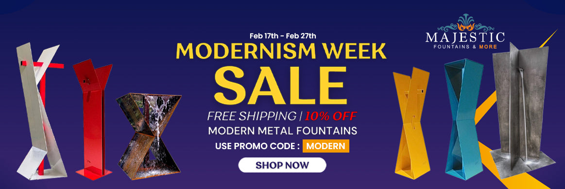 Modernism Week Sale Feb 17th-27th Modern Metal Fountain and Sculptures Take 10% off Use Code MODERN
