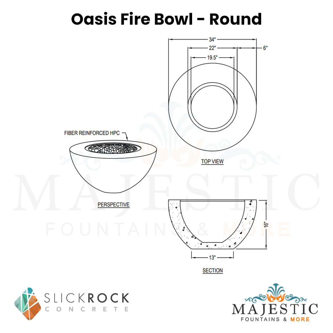 Oasis Fire Bowl - Round - Majestic Fountains