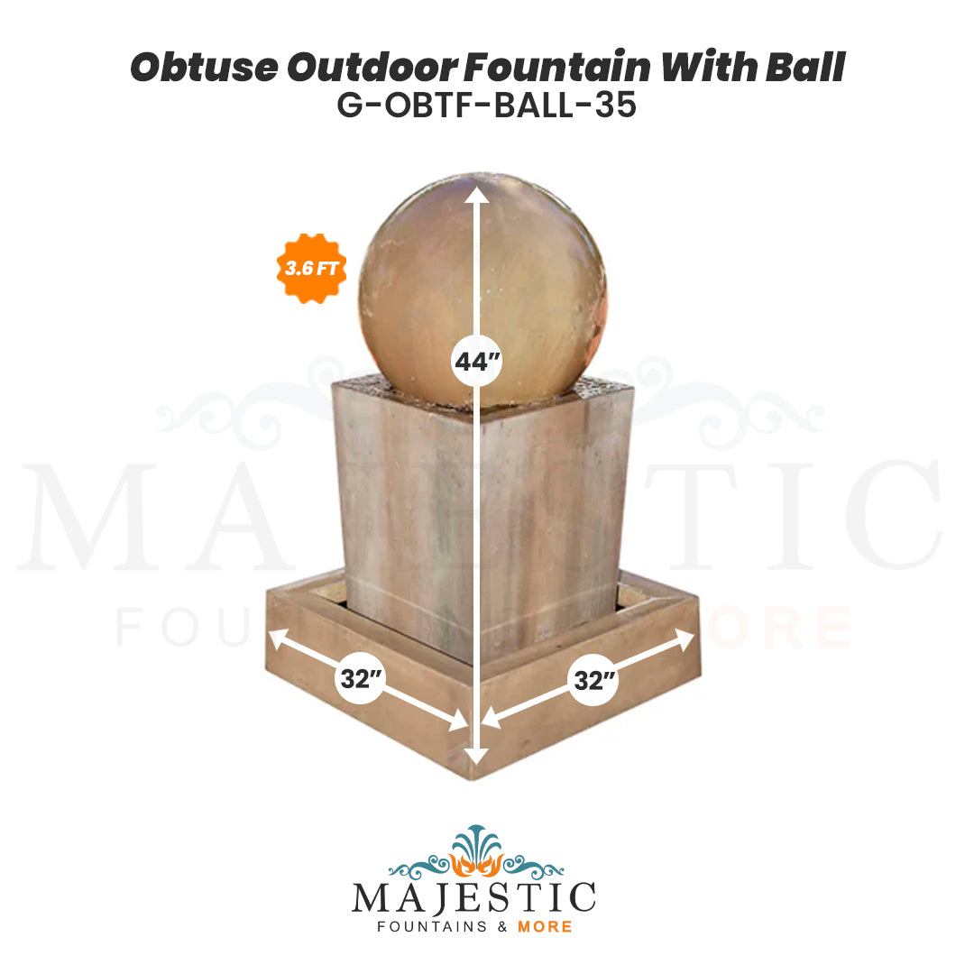 Obtuse Fountain  With Ball -Outdoor Fountain - Majestic Fountains