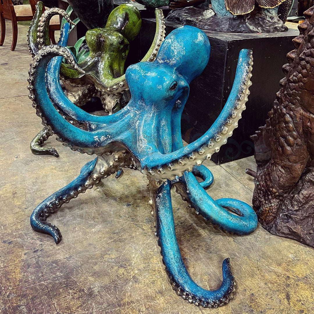 Distressed Finish Green Patinated Brass-look Cast Iron Octopus 4